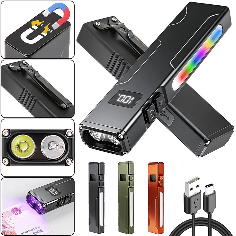 Edc Carry Pen - Multifunktionale EDC-Arbeitsleuchte mit Magnet, UV-Licht, RGB-Seitenlicht,