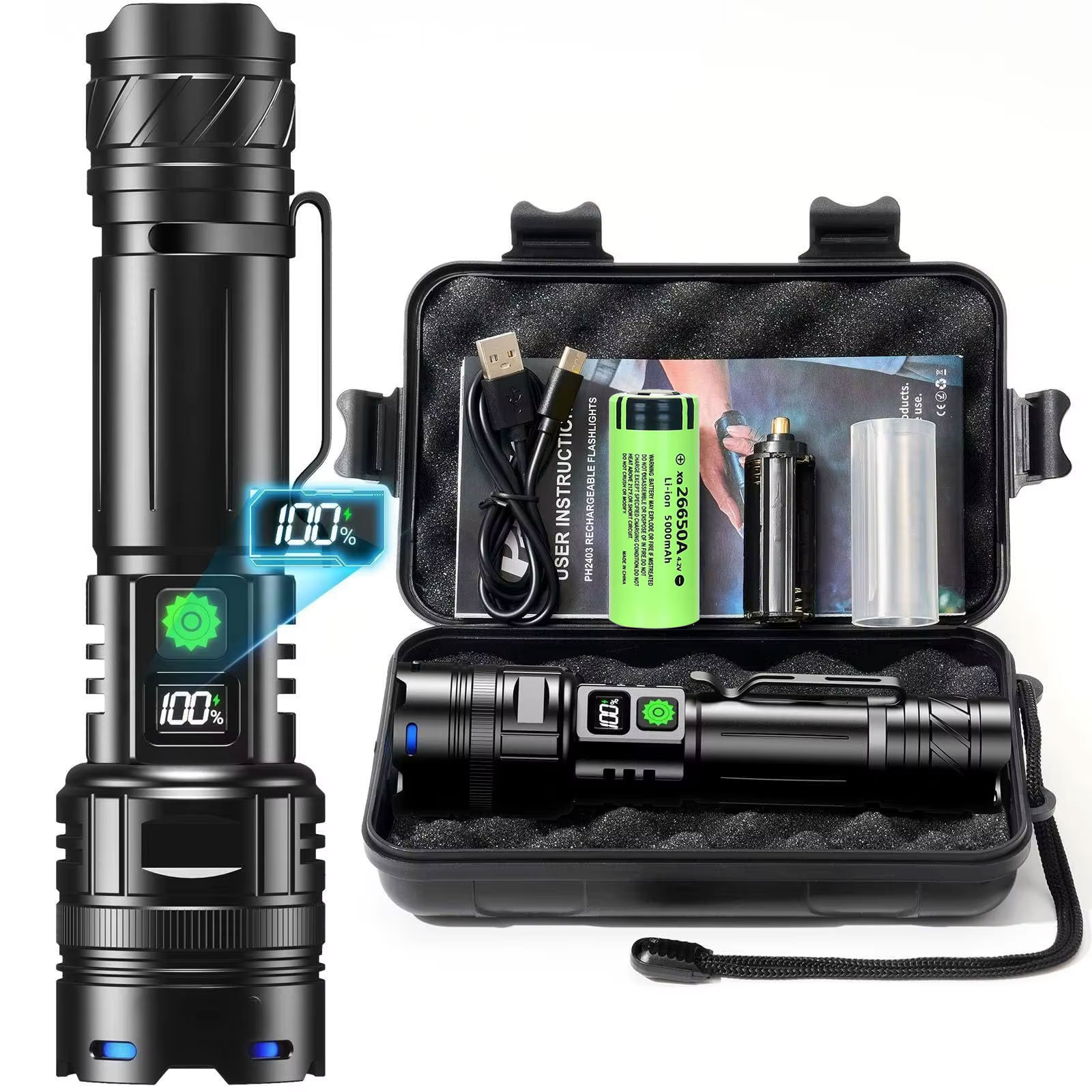 Edc Carry Pen - High Power LED Taschenlampe USB Aufladbare